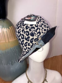 Image 3 of H.O.D. Navy Leopard Sweater Knit With Treated Denim Reversible Bucket Hat