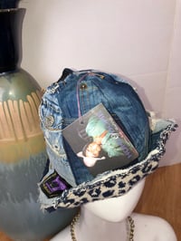 Image 4 of H.O.D. Navy Leopard Sweater Knit With Treated Denim Reversible Bucket Hat