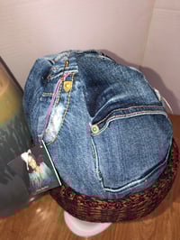Image 2 of H.O.D. Knitted Brim Hat, Washed & Distressed Denim Crown W/ Multi Accented cable Brim