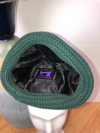 Image 5 of H.O.D. Knitted Brim Hat Hunter Green Pinched Velour Crown W/Heavy Green Cable Knitted Brim