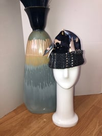 Image 1 of H.O.D. Knitted Brim Hat Navy  Mixed Panel Work Velvet Crown W/Special Thred Woven Knit Brim