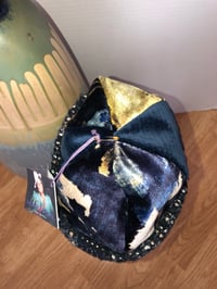 Image 4 of H.O.D. Knitted Brim Hat Navy  Mixed Panel Work Velvet Crown W/Special Thred Woven Knit Brim