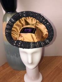 Image 5 of H.O.D. Knitted Brim Hat Navy  Mixed Panel Work Velvet Crown W/Special Thred Woven Knit Brim