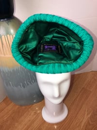 Image 5 of H.O.D. Knitted Brim Hat Turquoise & Blue Striped Velvet Crown W/Matching Cable Brim