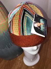 Image 2 of H.O.D. Knitted Brim Hat Multi Striped Velvet Crown W/Rustic Cable Knit Brim