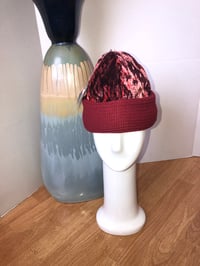 Image 1 of H.O.D. Burgandy Fire Velvet Crown W/ Maroon Heavy Knitted Brim  