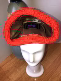 Image 5 of H.O.D  Orange, Yellow, & Brown Aztec Woven Fabric W/ Orange  Cable Knit Brim