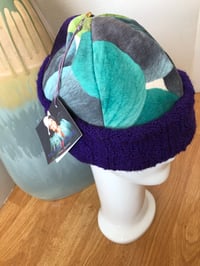 Image 2 of H.O.D. Purple Floral Velvet Crown W/ Purple Textured Cable Knit Brim 