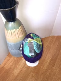 Image 4 of H.O.D. Purple Floral Velvet Crown W/ Purple Textured Cable Knit Brim 