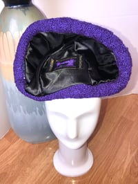Image 5 of H.O.D. Purple Floral Velvet Crown W/ Purple Textured Cable Knit Brim 