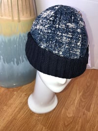 Image 2 of H.O.D. Navy Blue Distressed Ikat Velvet Crown W/ Navy Blue Cable Knit Brim 