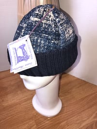 Image 3 of H.O.D. Navy Blue Distressed Ikat Velvet Crown W/ Navy Blue Cable Knit Brim 