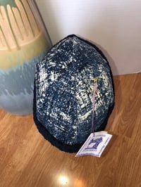 Image 4 of H.O.D. Navy Blue Distressed Ikat Velvet Crown W/ Navy Blue Cable Knit Brim 