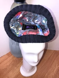 Image 5 of H.O.D. Navy Blue Distressed Ikat Velvet Crown W/ Navy Blue Cable Knit Brim 