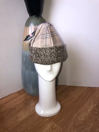 Image 1 of H.O.D. Knitted Brim Hat,Tan Wool Plaid Crown W/Heather Brown Knitted Brim