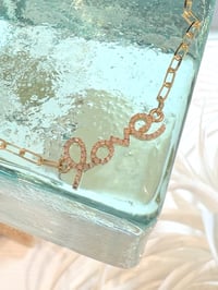Image 2 of 14k diamond love paperclip chain bracelet 