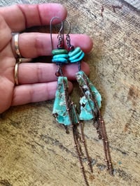 Image 2 of Inner Earth . Chrysoprase and Turquoise earrings