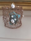 Freshwater pearl and turquoise bracelet cuff