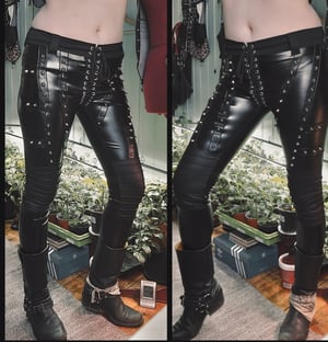 Image of Studded fauxleather pants with kneepads