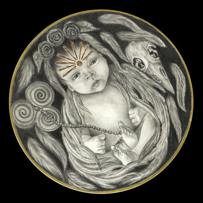 Bridget In Nest - Art Print By Dee Mulrooney