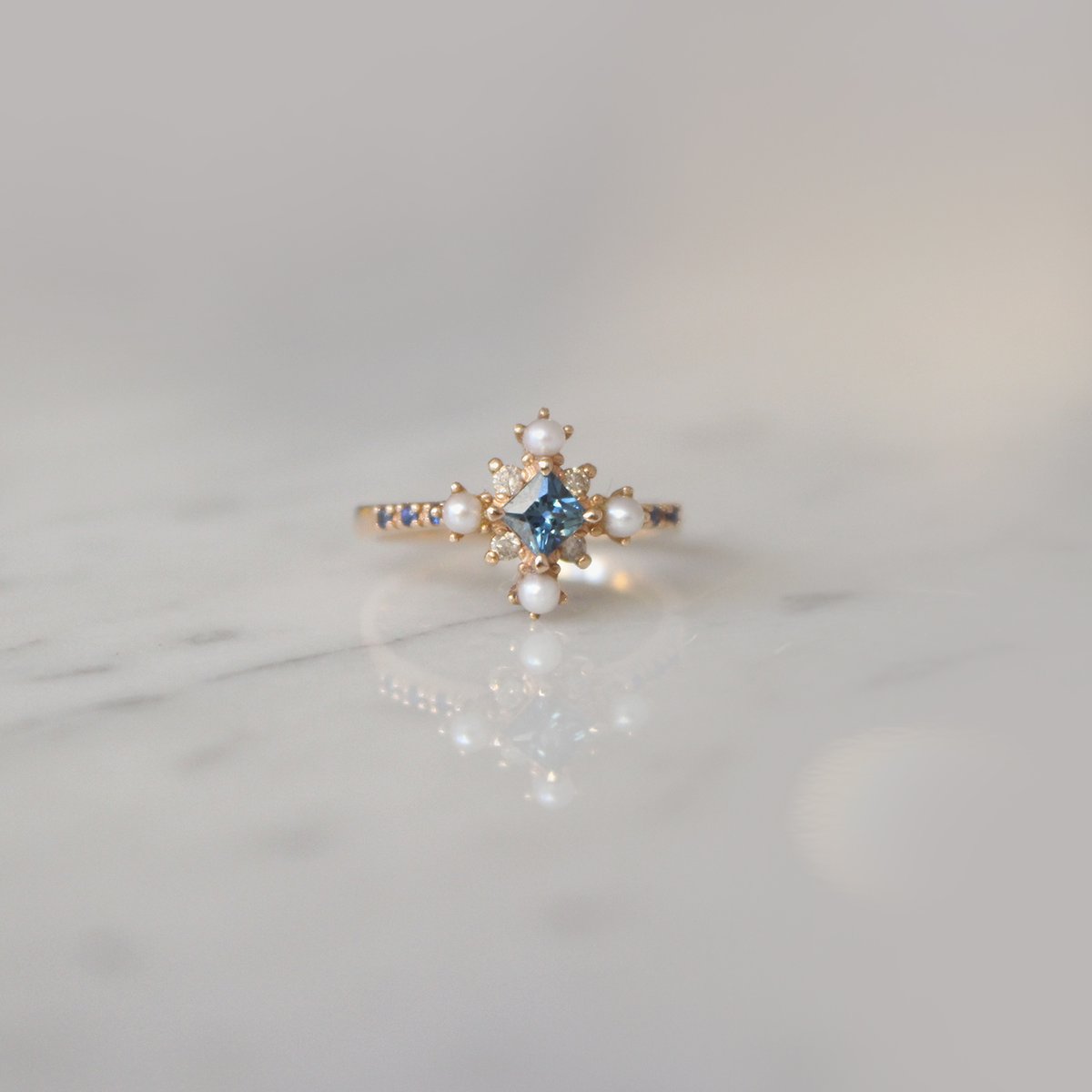Image of Winter forest blue sapphire ring