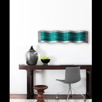 Image 4 of Metal Wall Art Home Decor-Mist Teal - Abstract Contemporary Modern Garden De