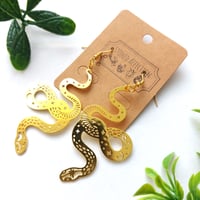 Image 2 of Celestial Snake Golden Drop Earrings