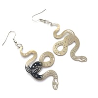 Image 3 of Celestial Snake Silver Drop Earrings