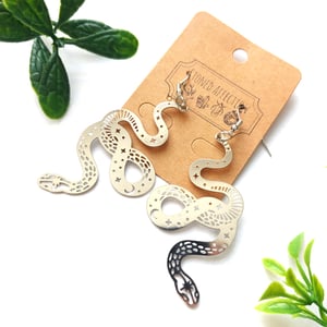 Image of Celestial Snake Silver Drop Earrings