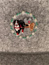 Large Felt Tote Bag with Flower Ring/Carting Dog
