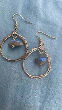 Image 4 of Labridite Gold brass Boho Earings 