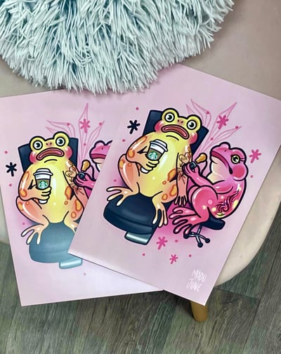 Image of Tattooing Frogs print A4
