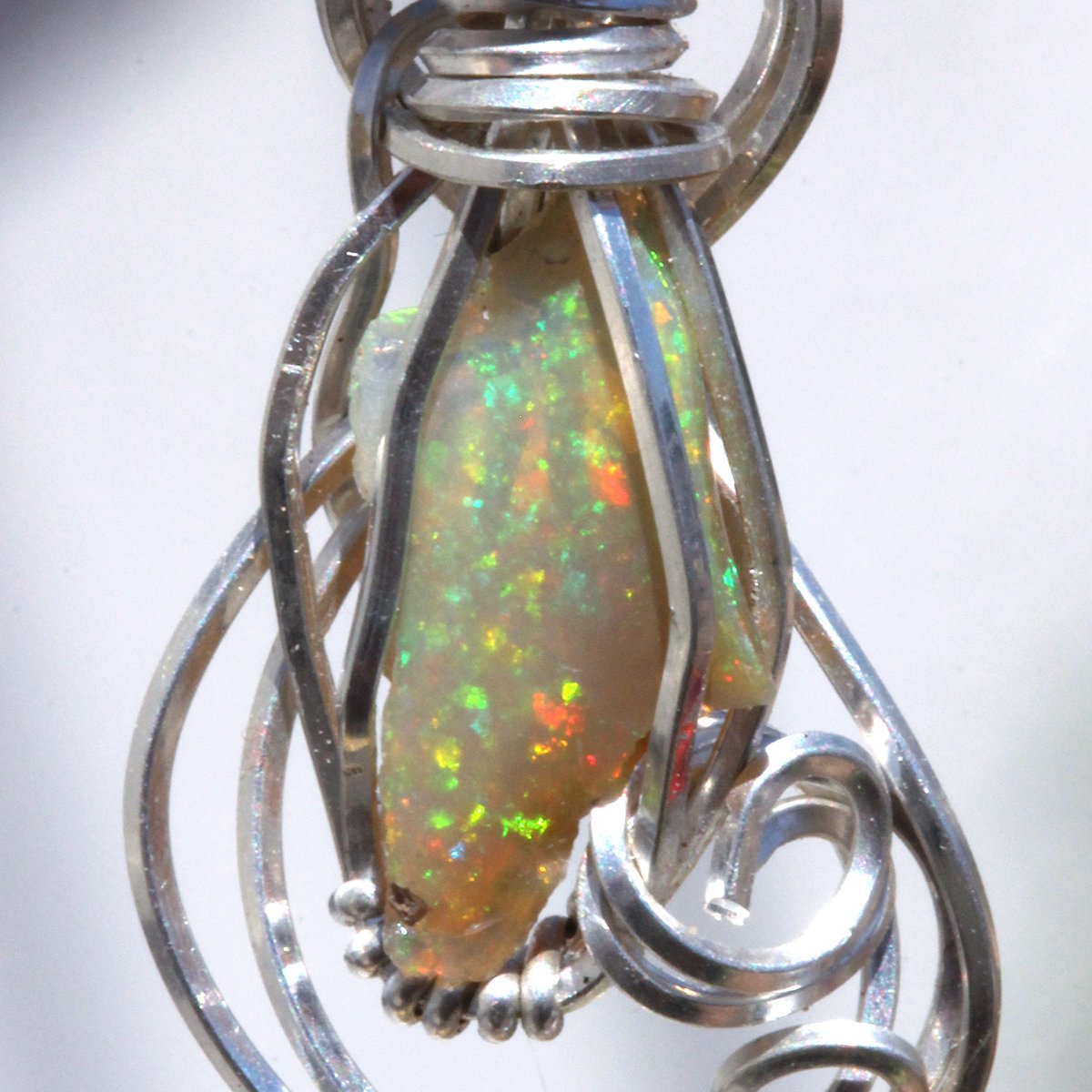 Confetti Glitter Ethiopian Opal Wire Wrap Pendant