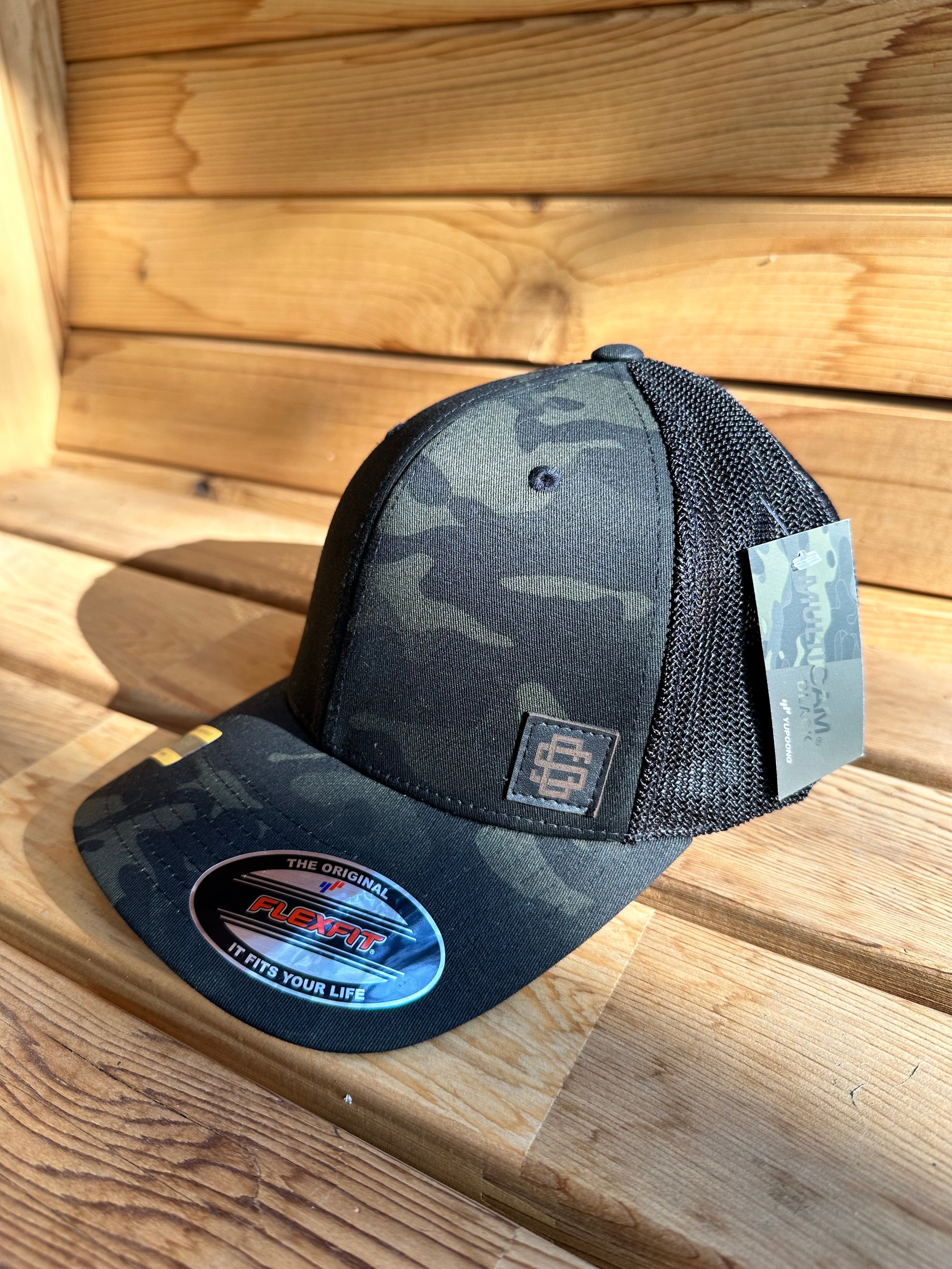 Black Camo Flex Fit Trucker | Black SinCity Style Hat with Patch