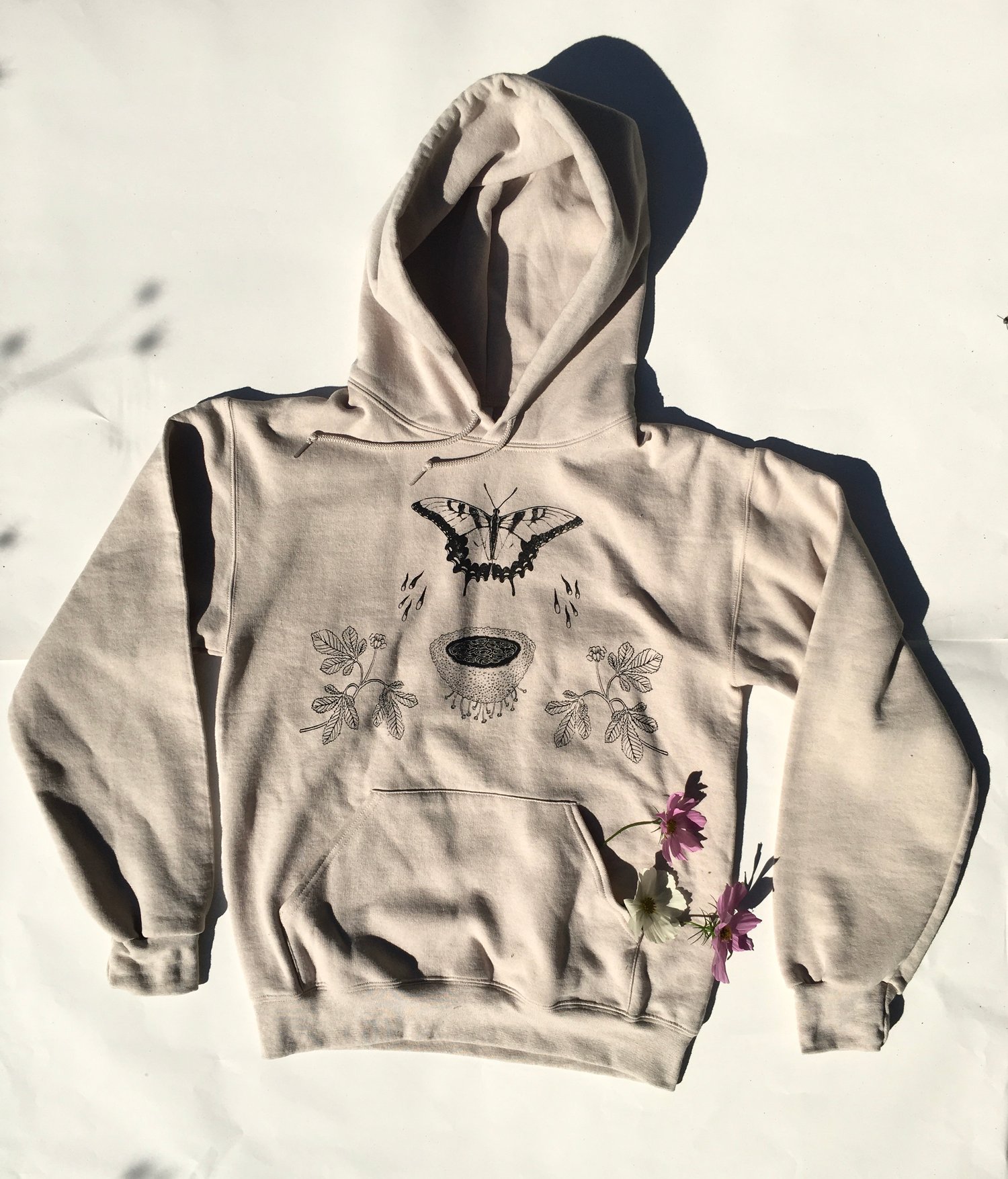 Image of monarch and moss puddle hoodie