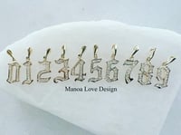 Image 3 of 14k solid gold diamond old English style numbers (1-9)
