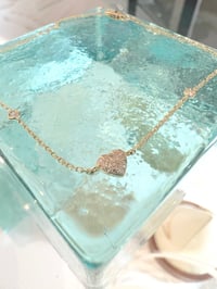 Image 2 of 14k solid gold diamond petie heart bracelet 