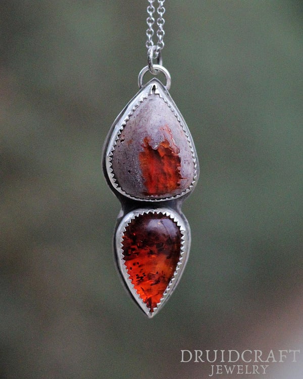 Image of Fire Opal & Amber Necklace
