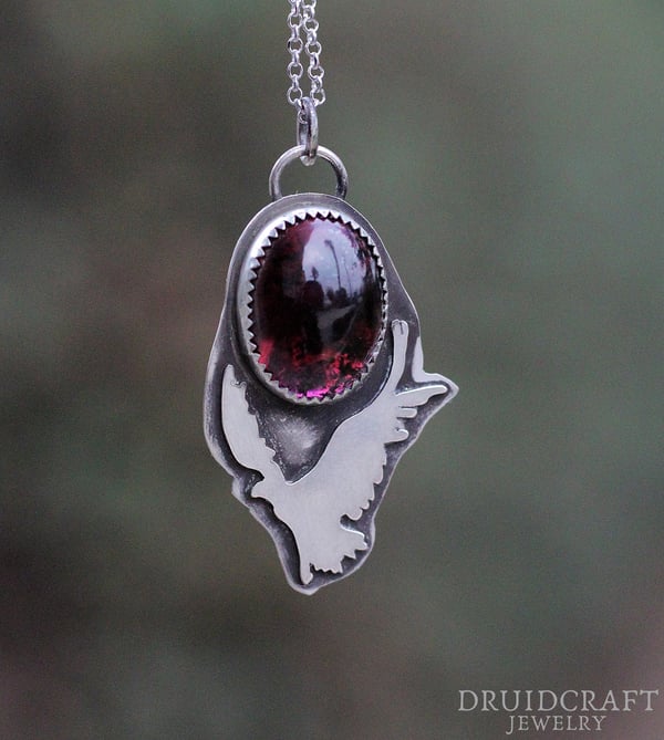 Image of Garnet Raven Necklace