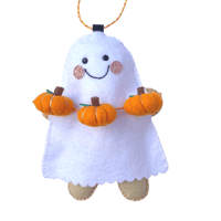 Image 3 of Halloween Gingerbread Man Ghost Costume and Pumpkin Garland