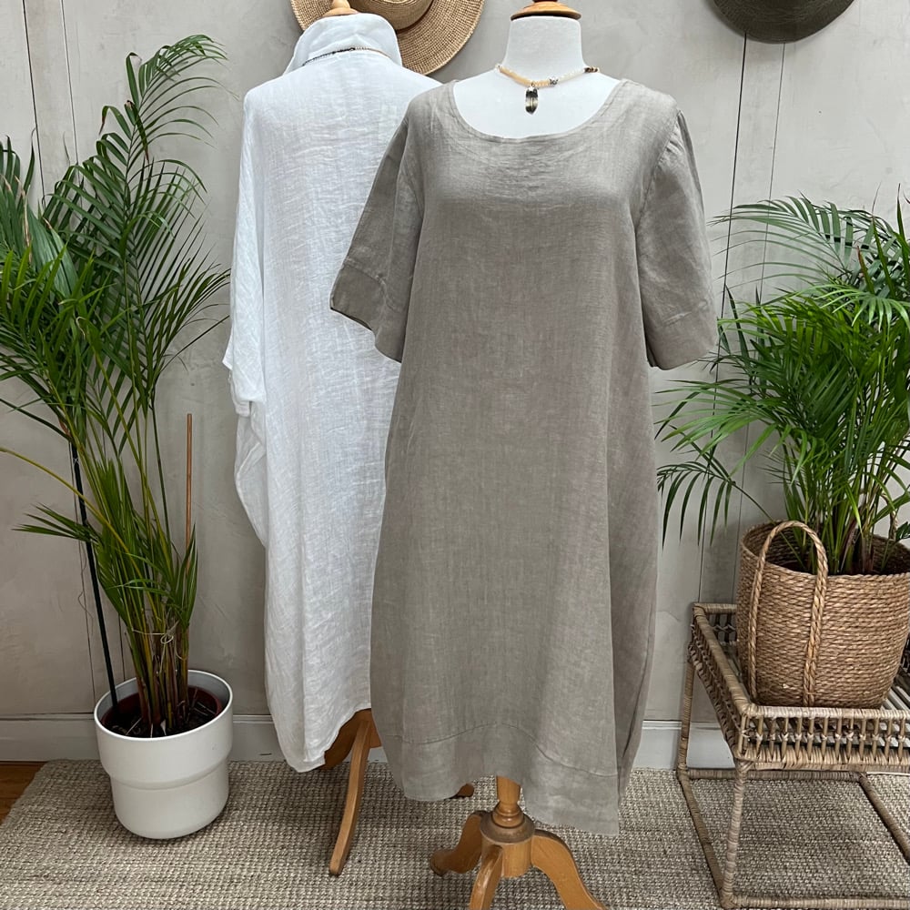 Image of Robe En Lin Gaïa II Taupe 