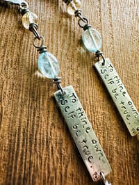 Image 19 of Shakespeare quote charm earrings with topaz and tourmaline