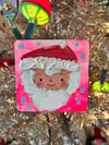 Pink Santa - original 4x4 on wood