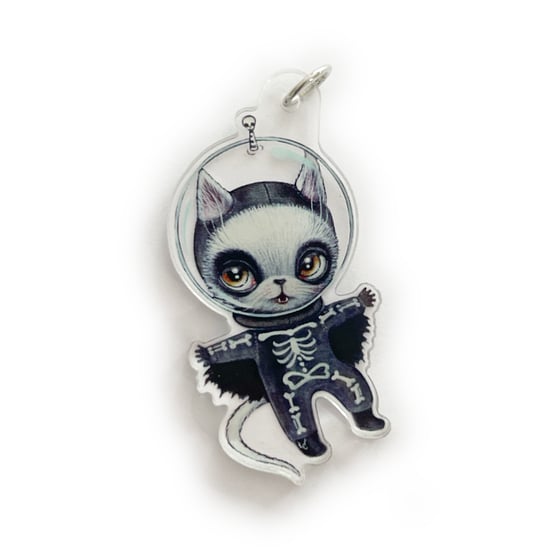 Image of Skully Space Cat (Acrylic Charm)