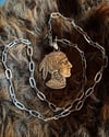 WL&A Handmade Link Chain + Large Indian Head Necklace - Size 3" Pendant - 32" Length - 101 Grams