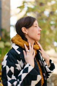 Image 4 of Ferris Balaclava Hood (Limited Merino wool, shown in Turmeric, more colours)