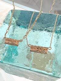 Image 2 of 14k solid gold Hawaiian bar necklace(Hawaiian Waves, Flower, Queen ema)