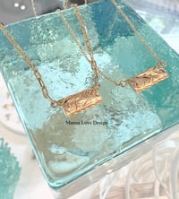 Image 1 of 14k solid gold Hawaiian bar necklace(Hawaiian Waves, Flower, Queen ema)