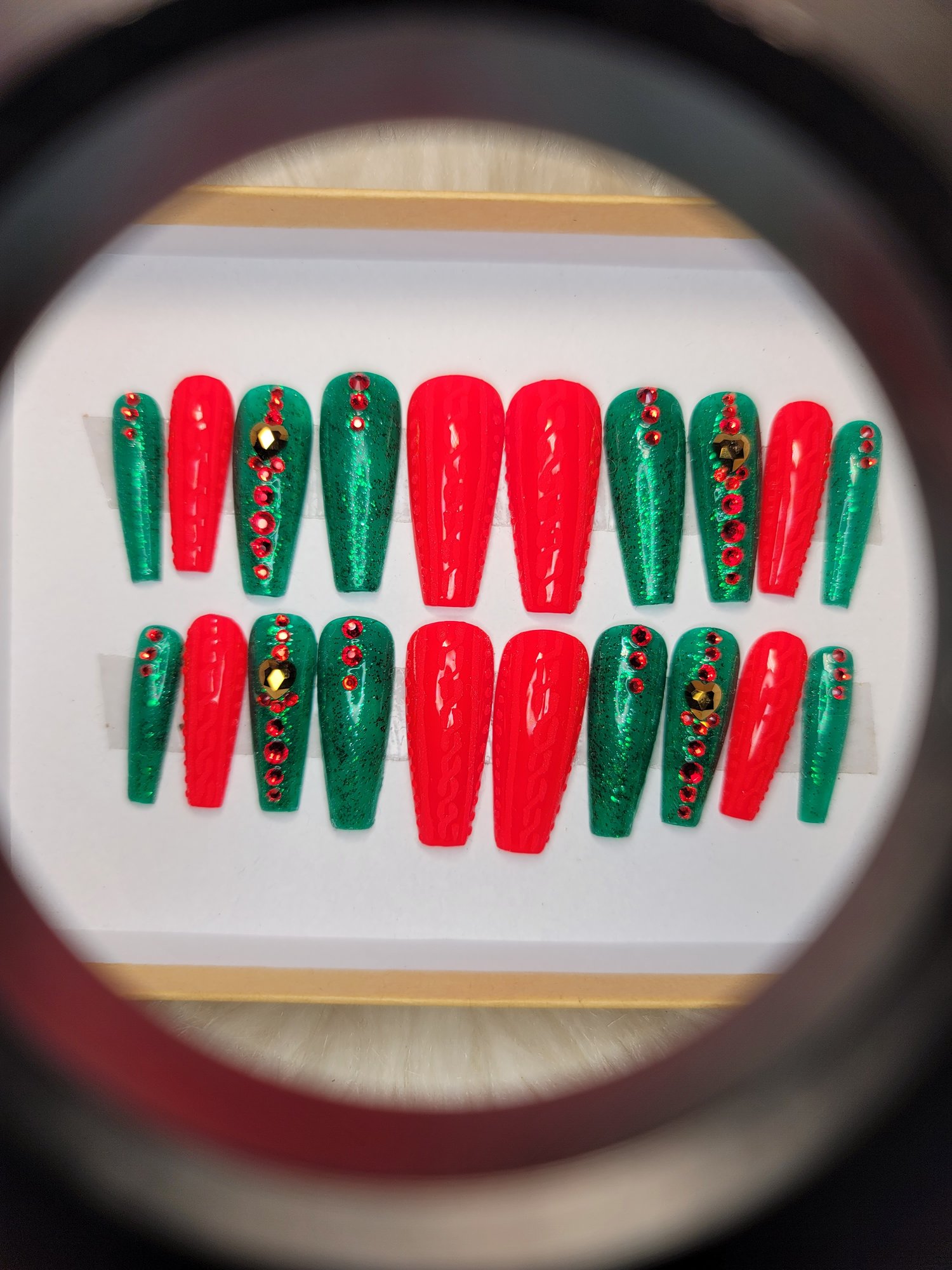 Image of Red and green sweater nails