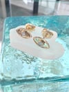 14k solid gold diamond simple evil eye stud earrings 